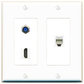 RiteAV 2 Gang 1 Port F81 HDMI Phone Jack Coupler Female-Female Wall Plate [White]