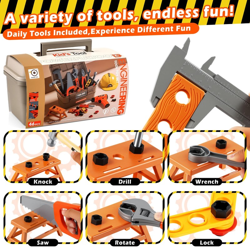 Portable Tool Box Toy Kids Tool Set 46PCS with Kid
