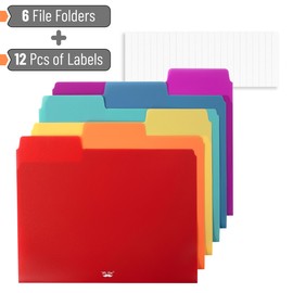 Mr. Pen- Poly File Folders, 1/3 Cut Tab, 6 Pack, Assorted Colors, Letter Size, Colored File Folders, Letter File Folders, Color Folders, Office File Folders, Office Supplies File Folders, File Folder