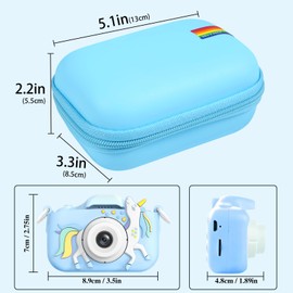 Leayjeen Children's Camera Bag Protective Case Compatible with Ainiv/Gofunly/Grepro/Nicewin/Gofunly/AONISE/YunLone, Children's Camera Bag for 3-12 Years Boys and Girls (Case Only) Blue-2