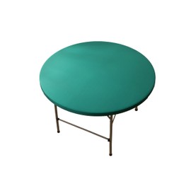 Viiamacki Round Spandex 60 Inch Fitted Tablecloth, Elastic Picnic Folding Table Cloth, Stretchy Patio Table Cover Wipeable Tablecloths for Camping Outdoor Indoor Party Dark Green