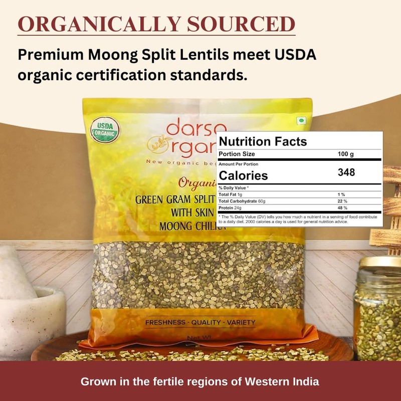 Darsa Organics Moong Mung Split Dal with Skin Husk 2