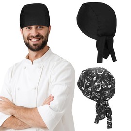 COYUN Pack of 2 Chef's Work Wear Bistro Hat Breathable Bistro Hat Bandana Chef Hat Funny Breathable Chef Hat for Men Women Kitchen Cooking