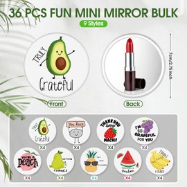Barydat Motivational Compact Mirror Bulk Employee Appreciation Gifts Inspirational Fruit Pun Makeup Pocket Mirror Mini Mirror Gifts for Women Girls Students Graduation Teacher Nurse(36 Pcs)
