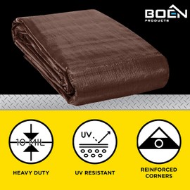 Heavy Duty Tarp Waterproof Large Cover |Brown/Silver, 10' x 12' 10 Mil Thick | Rip Proof Tarps | Thick Weave Material, UV Resistant Great for Tarpaulin Canopy Tent, Boat, RV or Pool Cover