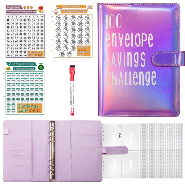 CAIJ 100 Envelope Challenge Binders, Money Saving Money Folder Organiser