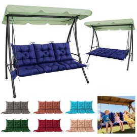 Matalde 3 Seater Porch Swing Cushion,Thick Cushion for Patio Swing Furniture,3-Person Outdoor Swing cushiosn with Ties & Storage Bag,for Patio, Porch, Backyard, Garden,Outdoor (Navy Blue 60 * 40 in)
