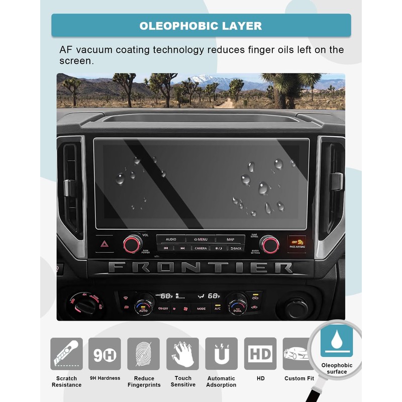 CDEFG for 2025 Nissan Frontier Screen Protector 12.3-Inch Touchscreen, Tempered