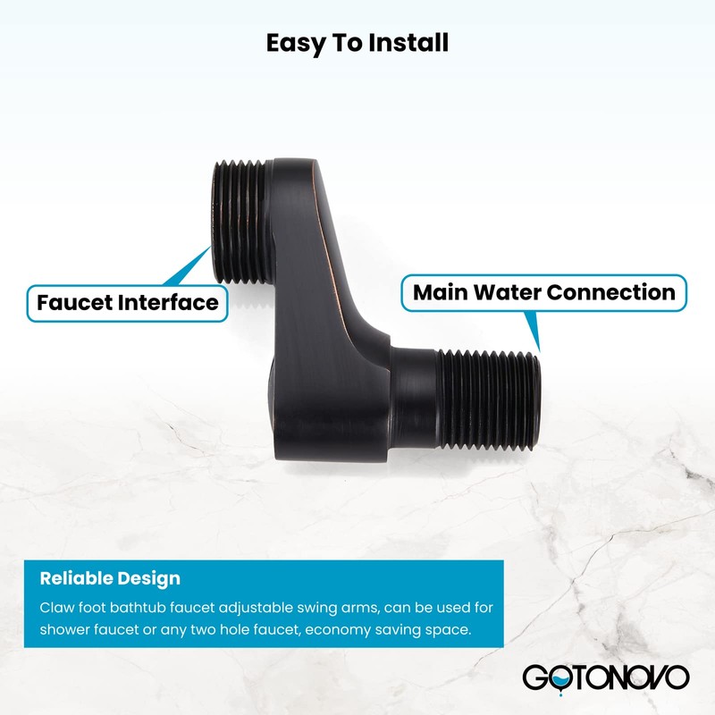 gotonovo Clawfoot Tub Adapter 3-3/8 Inch Adjustable Swing Arms for