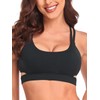 RELLECIGA Women's Black Scoop Neck Strappy Cutout Sport Bra Fitness