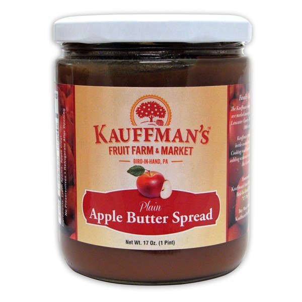 Kauffman's Fruit Farm Homemade Apple Butter Spread, Plain, 17 Oz. (Pack of 2)