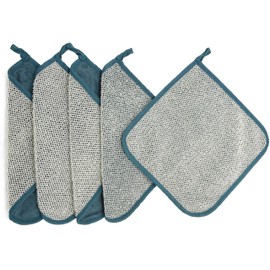 5 Pack Soft Weave Home Spa Bath Shower Exfoliating Massage Face Body Wash Cloths, Dual-Sided With Exfoliating Scrub and Soft Terry Cloth Towel