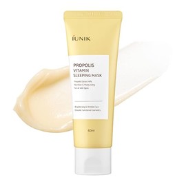 IUNIK Propolis Vitamina Glow Máscara de dormir Crema hidratante de noche 2.03 onzas líquidas Crema hidratante durante la noche Árbol de Té Centella Asiática Extractos Anti-agging, Tono uniforme Rehidrata la piel madurante firme Vegana