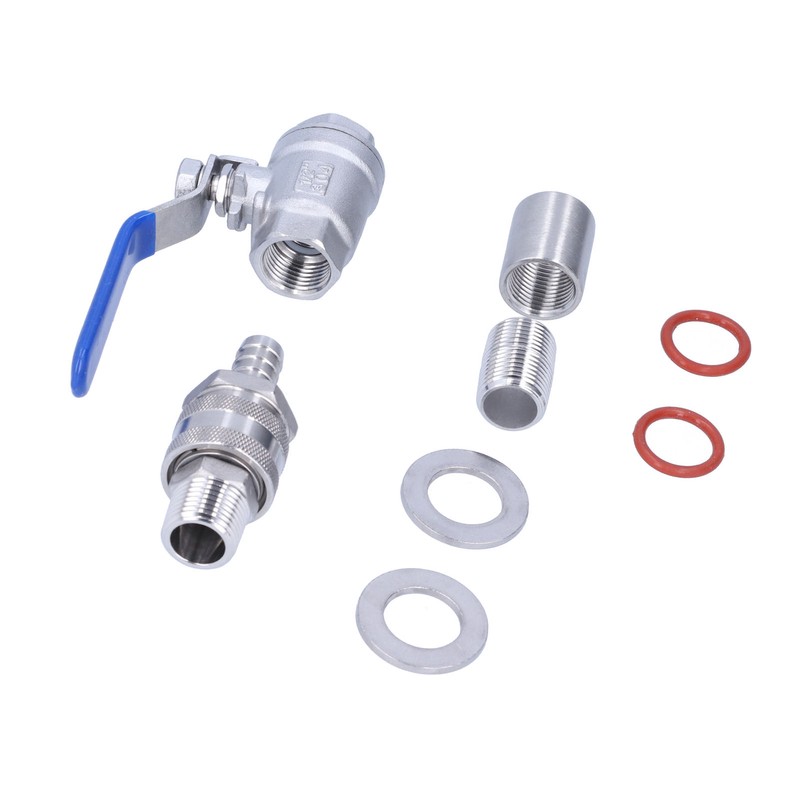 Weldless Kettle Valve Kit 1/2in BSP Ball Valve Quick Connector