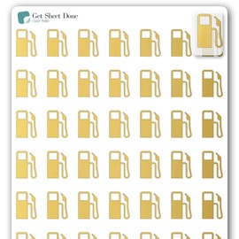 Gas Planner Sticker / 54 Foiled Vinyl (1/2”) / Car Refill Care Maintenance Fill Up/Chore Essential Productivity Life Planner/Bullet Bujo Journal/Todo Appointments (gold foil)