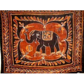 Lucky Batik Elephant Tapestry-Wall Hang-Spread-Twin