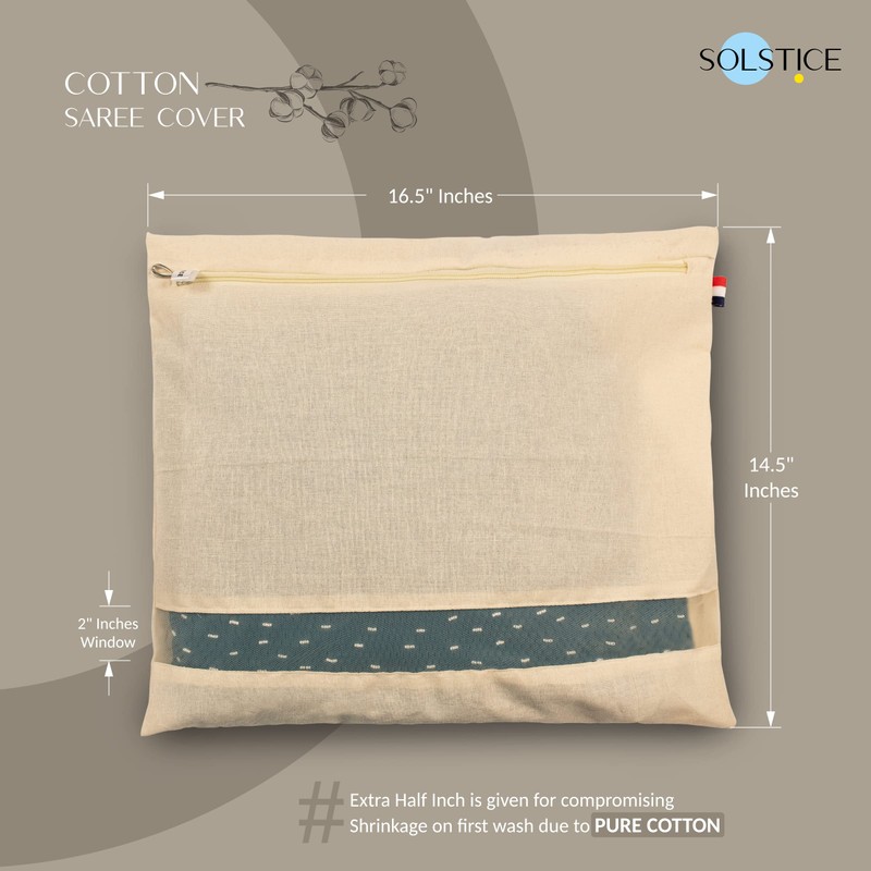 SOLSTICE Cotton Saree Bags, Covers for Storage Set with Zip