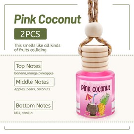 2Pack Car Air Fresheners Hanging Scent Oil Diffuser,8ML Nature Frangrance Friut Juciy Perfume Last Long Time With Three Scents For Car & Live Gifts Springtok Outdoorfun:_22-Pink Coconut