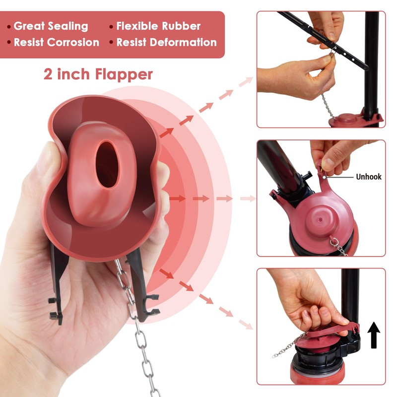 3 Sets Toilet Float Replacement Kit with 2 Inch Flapper