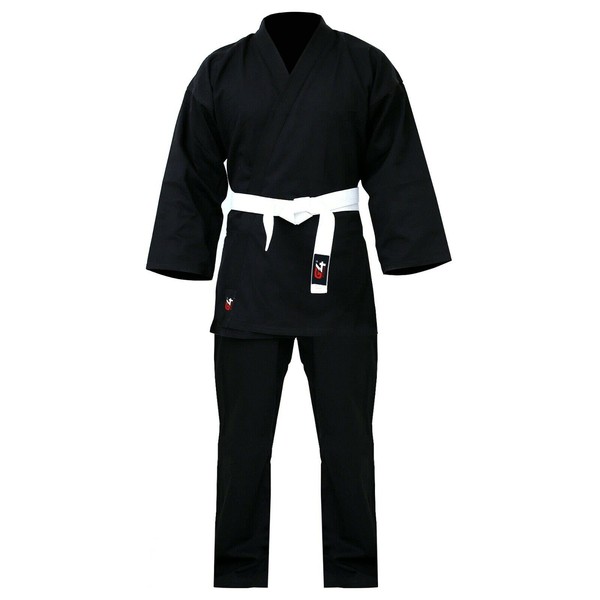 G4 Karate Suit GI Aikido Training Adult Student Uniform Set Free Belt Black White
