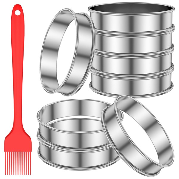 8/12Pcs Muffin Tart Rings,Crumpet Ring Molds,Pastry Ring Mold,Muffin Ring,Tart Ring