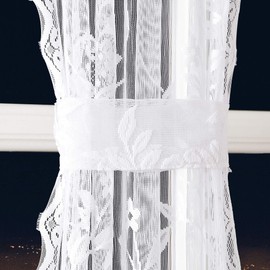 Warm Home Designs Pair of 2 White Color Lace French Door Curtain Panels are 52 Inch Wide by 72 Inches Long. Scalloped Doorway Sidelight Curtains Come with 2 Matching Tie-Backs. R White 52” x 72”