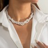 Jumwrit Boho Pearl Choker Necklace Paperclip Necklace Multi Strand Pearl