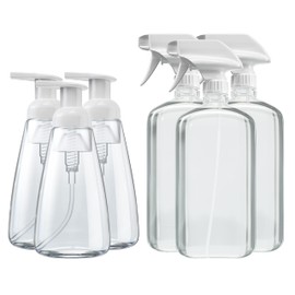 Clean Revolution Reusable Packaging Kit | Plastic Trigger Spray Bottles + Foaming Hand Soap Bottles (6 Bottles), Clear (CR-RPK-318315-EMPTY)