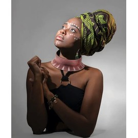 Fstrend African National Choker Collars Leather Chunky Gold Necklace Statement Necklaces for Women (Red)