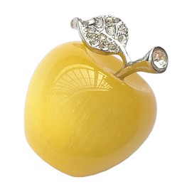 Manekieko Yellow Cat's Eye Apple Crystals and Healing Stones Collectibles, 3 cm Healing Crystal Figure Sculpture Home Ornament Wedding Decoration