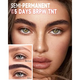 Brow Tattoo Peel Off Tinting Gel,2 Pcs Brown Long Lasting Eyebrow Tinted Makeup Gel Women Peel Off Eye Brow Waterproof Transfer-proof,Natural Color Eye Makeup for Fuller& Defined Looking Brow-01