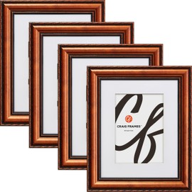 Craig Frames Victoria, 11x17 Picture Frame Matted for an 8x12 Photo, Ornate Copper, Set of 4