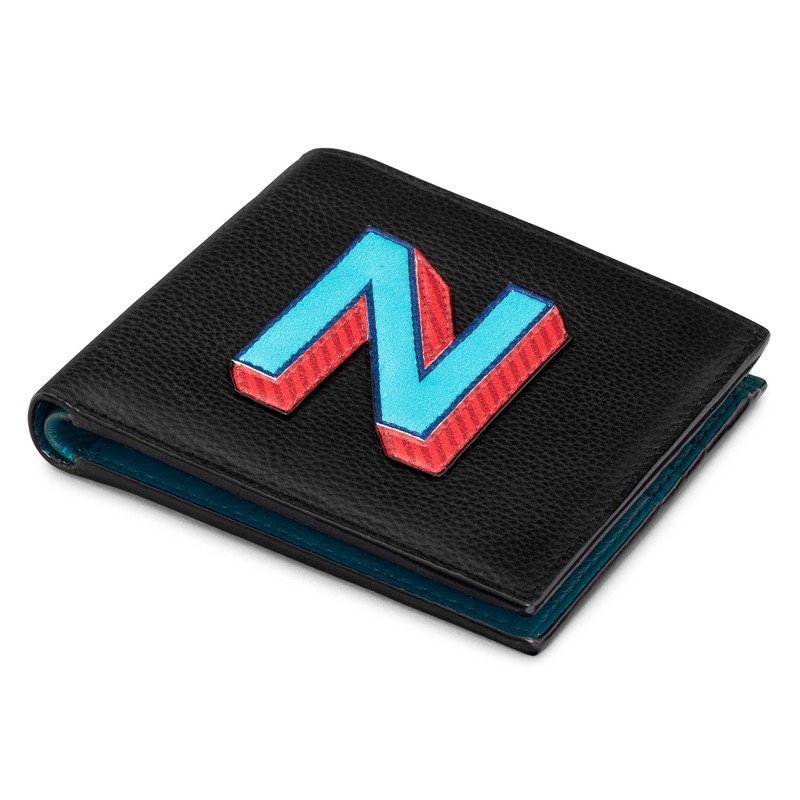 Yoshi N Monogram Initial Men's Leather Wallet, Genuine Leather Wallet,