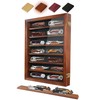ASmileIndeep Pocket Knife Display Case 7 Rows Lockable Wooden Knife