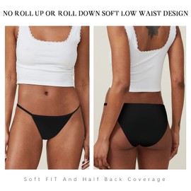 LEVAO 6 Pack Black Plus Size Women's Bikini Panties Cotton Underwear High Cut String Ladies Cheeky Breathable Underwear