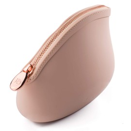 PB PUDINBAG Small Makeup Cosmetic Pouch Bag for Women Purse | Beige | Silicone Waterproof Vegan