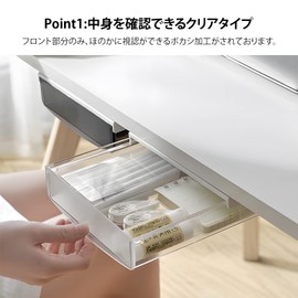 Boxalls [Set of 2] Under Desk Storage Box, Aftermarket Drawers, Mini, Storage Organization, Hidden Drawers, Under Desk, Small Items Organization, Paste Drawers, Double Sided Tape Included (White, 2