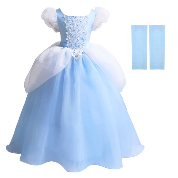 MDYCW - Vestido de princesa de Cenicienta con manga abombada,