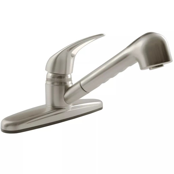 Dura Faucet Non-Metallic Pull-Out RV Kitchen Faucet - Brushed Satin