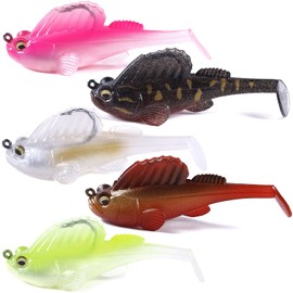 Fishing Lures for Bass Soft Swimbaits with Paddle Tail Soft Plastic Lures with Hidden Pre-Rigged Sharp Hooks for Freshwater Saltwater Fishing Lures Kit for Bass Trout