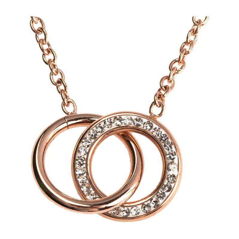 Collar Acero Inoxidable Mujer Zirconia Cúbica Luckyly Color Oro rosa