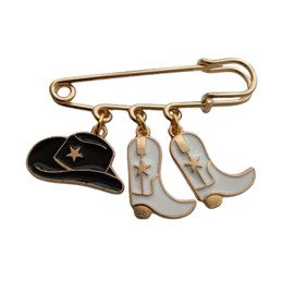 Cute Cowboy Hat and Boot Charm Pendant Brooch, Cowboy Brooch, Enamel Pendant Charm Pin, Classic Jewelry Accessories for Man Woman