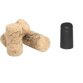 North Mountain Supply 40#9 x 1 3/4" Premium Natural Agglomerated Corks and 40 Black PVC Shrink Capsules