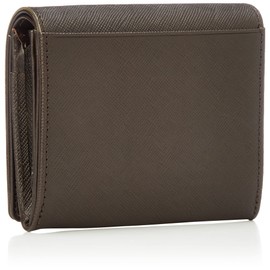 Catherine Hamnet London Prism Bi-Fold Wallet, Premium Domestic Cow Leather, Prism-Embossed, Round Zipper, Bill Holder, Key Ring, Transparent Window Pass Case, dark brown