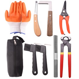 8 inch Farrier Tool Kits （9 Pcs） Mini Rasp Hoof File Goat Pig Equine Metal Shears Professional Farriers Hoof Nipper Cutter Handle Knife