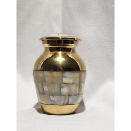 Small Keepsake 4 Cubic Inches Mother of  Pearl Brass Cremation Urn for Ashes