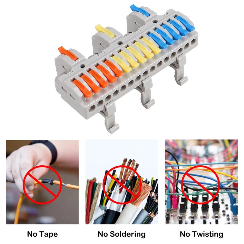 AITRIP 10pcs DIN Rail Terminal Blocks, DIY Splicing Wire Connectors