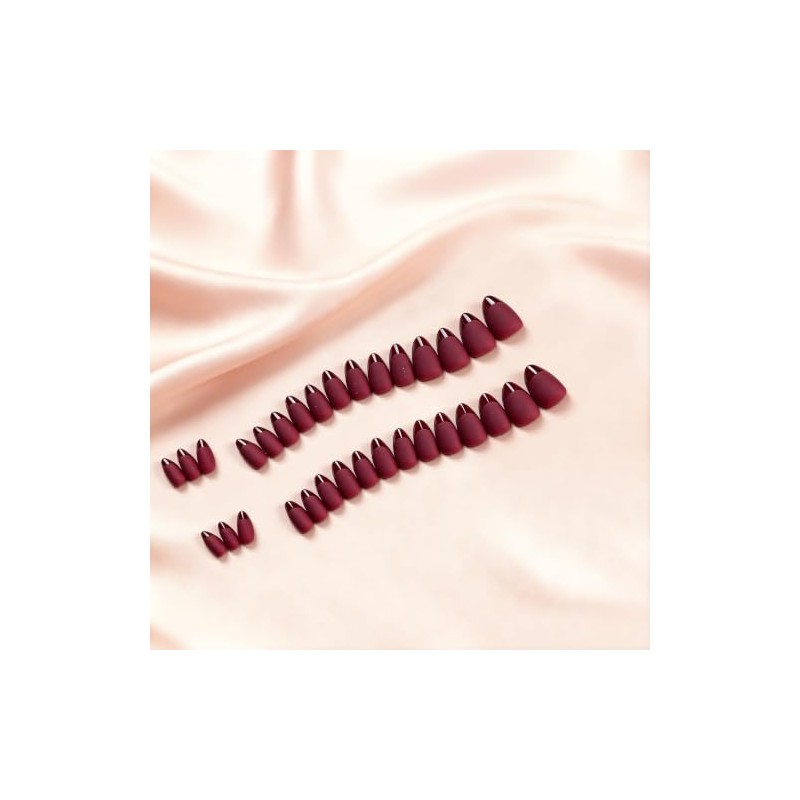 Uñas postizas de gel suave con punta francesa, cortas, almendradas,