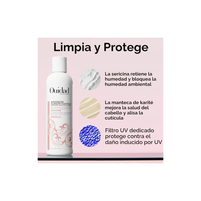 OUIDAD Advanced Climate Control Defrizzing Shampoo, 8.5 Fl Oz