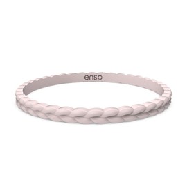 Enso Silicone Bracelet – Weave Stackable Bracelet - Hypoallergenic Rubber Wristband – Comfortable Flexible Band for Active Lifestyle - Medical Grade Silicone (Pink Sand, XL)
